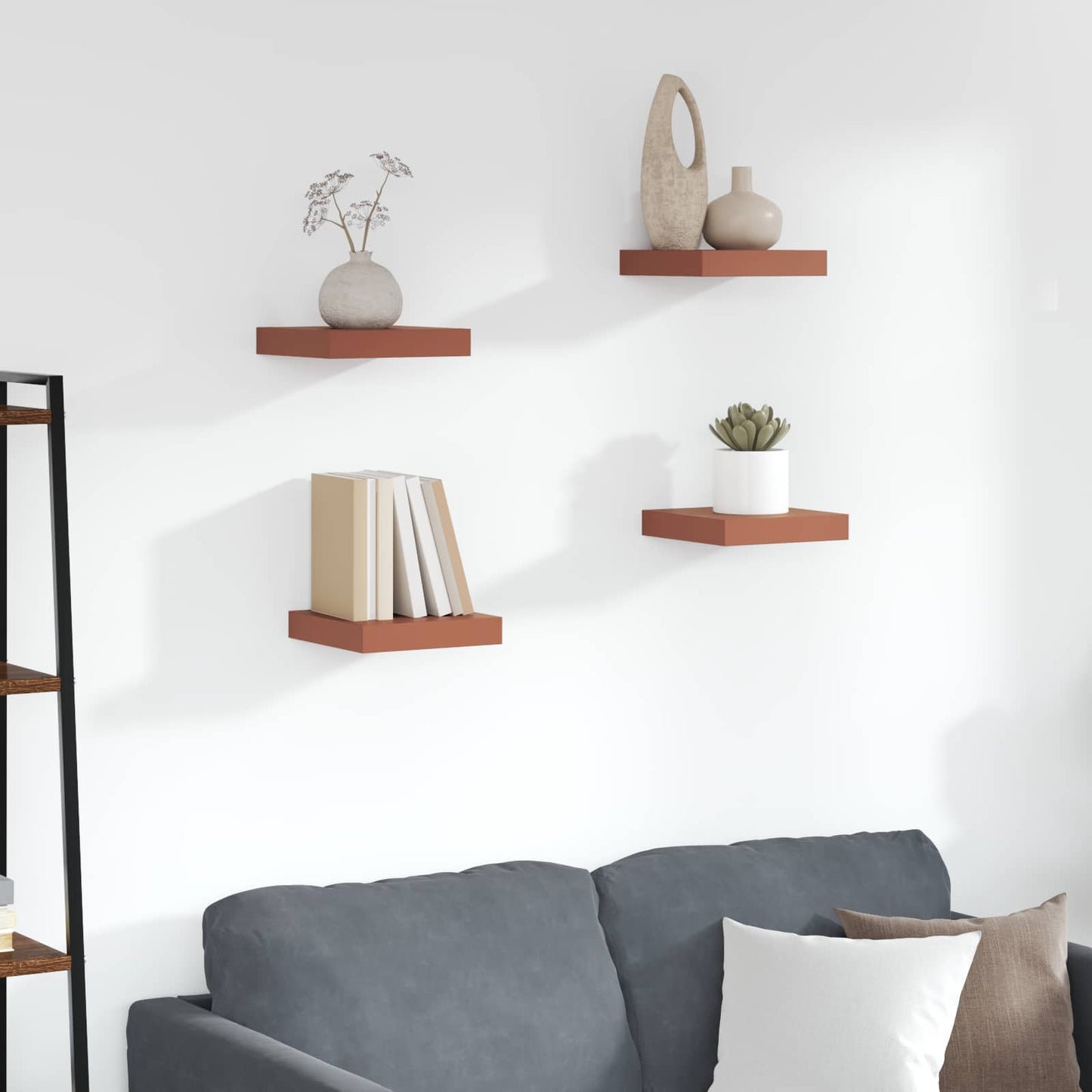 Wandregal Wandmontiert 4 pcs Rot 23 x 23,5 x 4 cm Holzwerkstoff