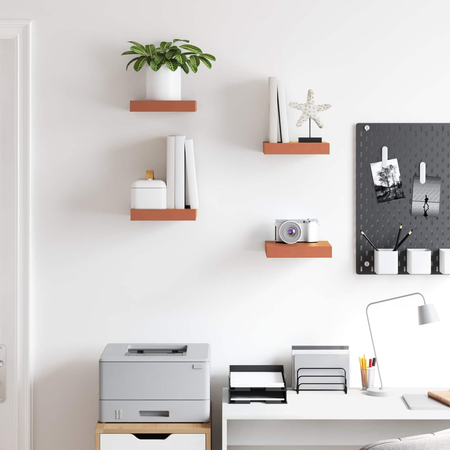 Wandregal Wandmontiert 4 pcs Rot 23 x 23,5 x 4 cm Holzwerkstoff