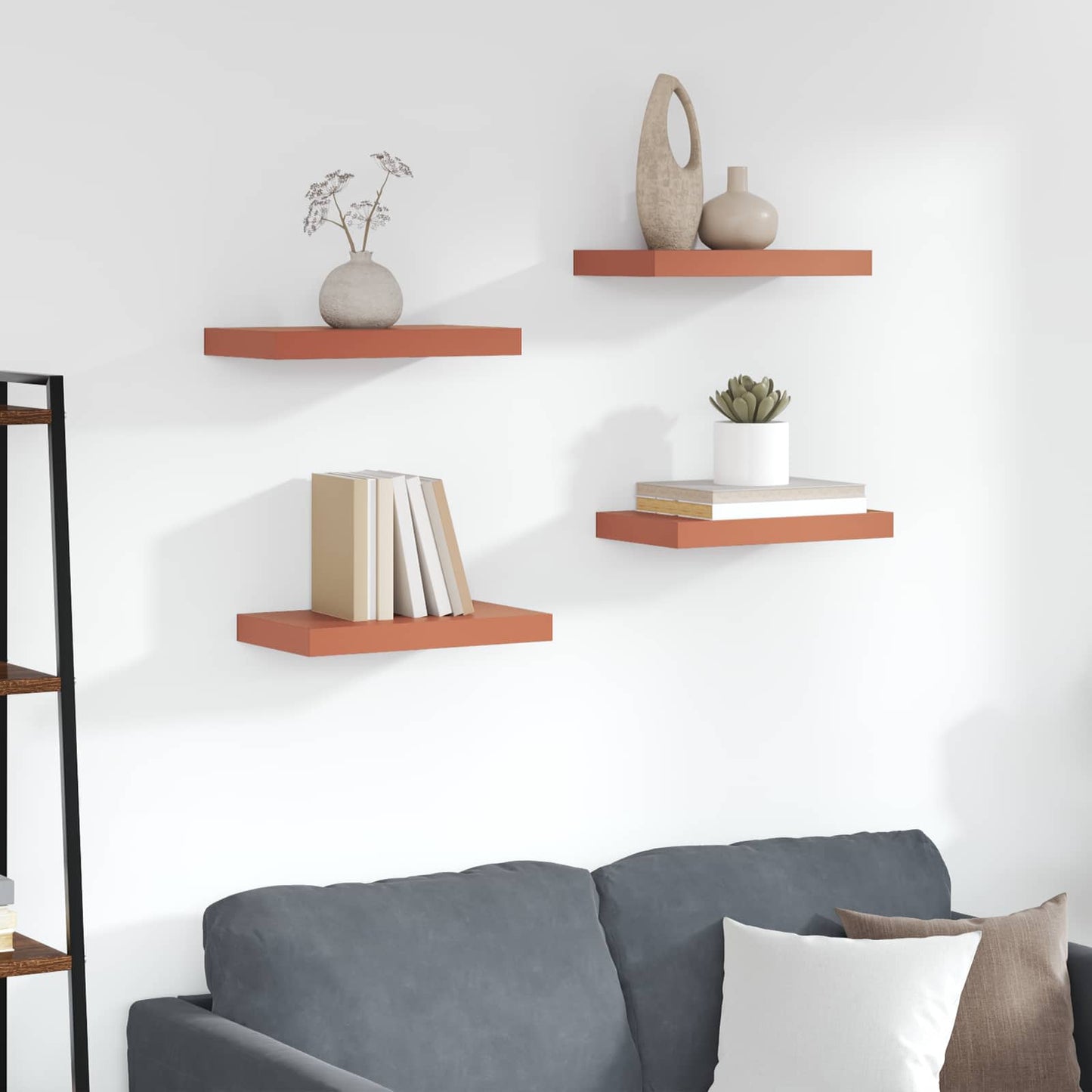 Wandregal Wandmontiert 4 pcs Rot 40 x 23,5 x 4 cm Holzwerkstoff