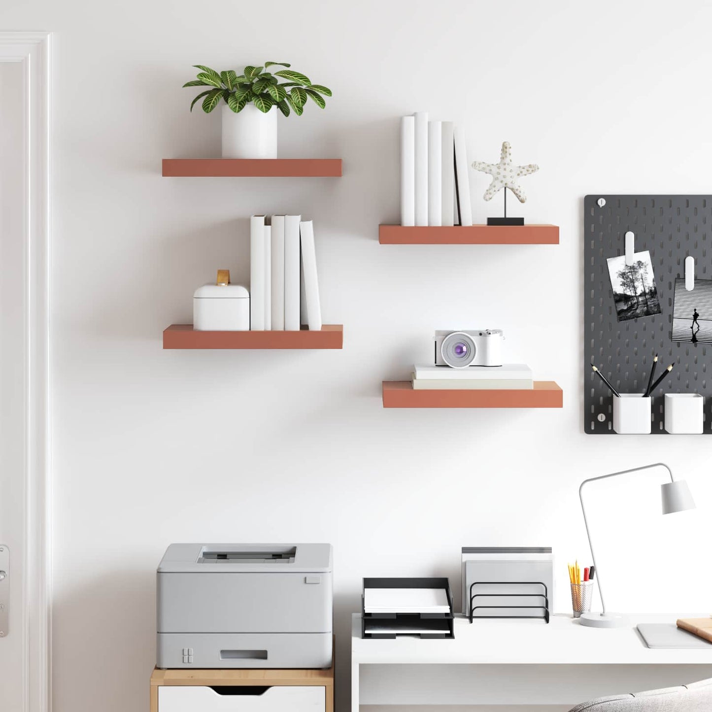 Wandregal Wandmontiert 4 pcs Rot 40 x 23,5 x 4 cm Holzwerkstoff