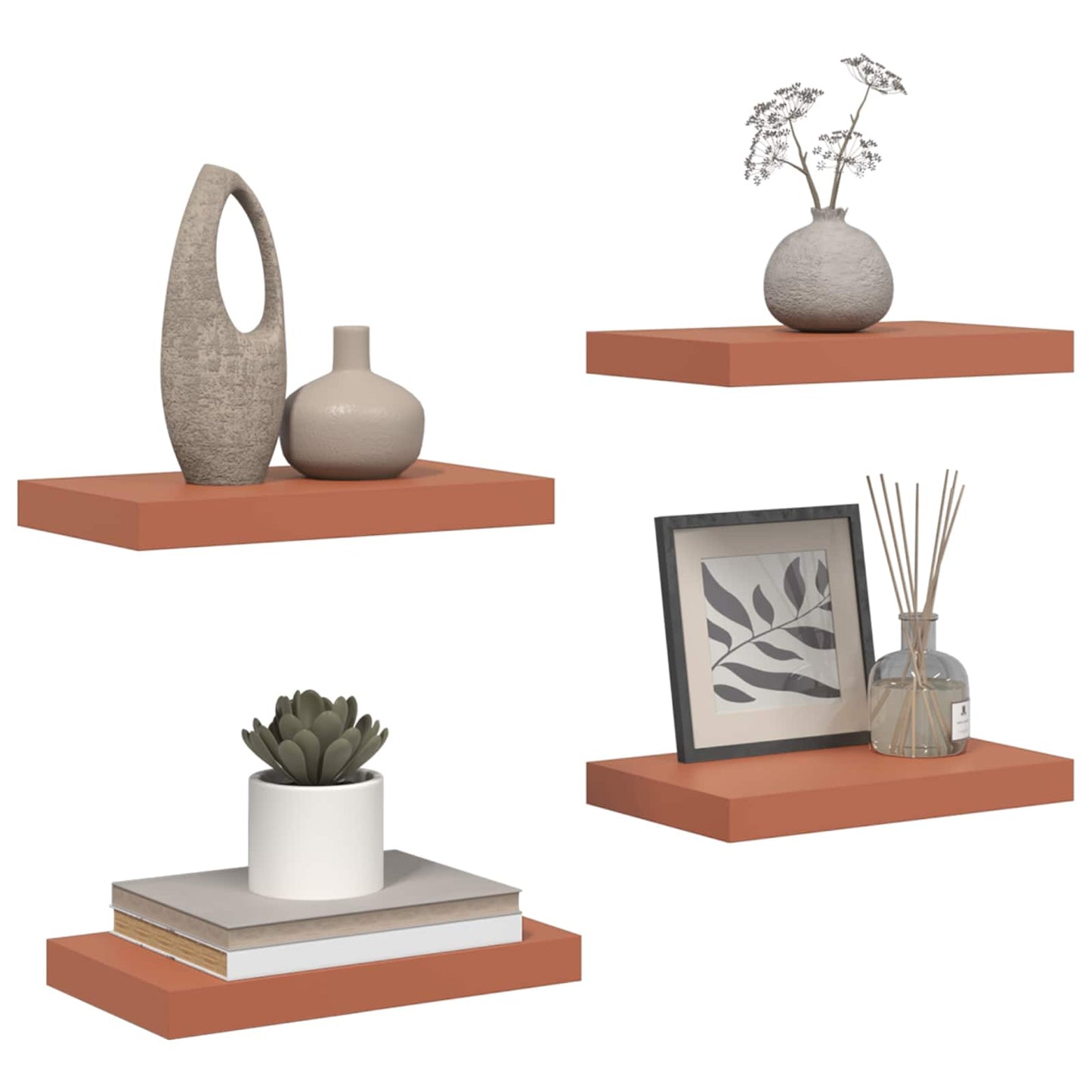 Wandregal Wandmontiert 4 pcs Rot 40 x 23,5 x 4 cm Holzwerkstoff