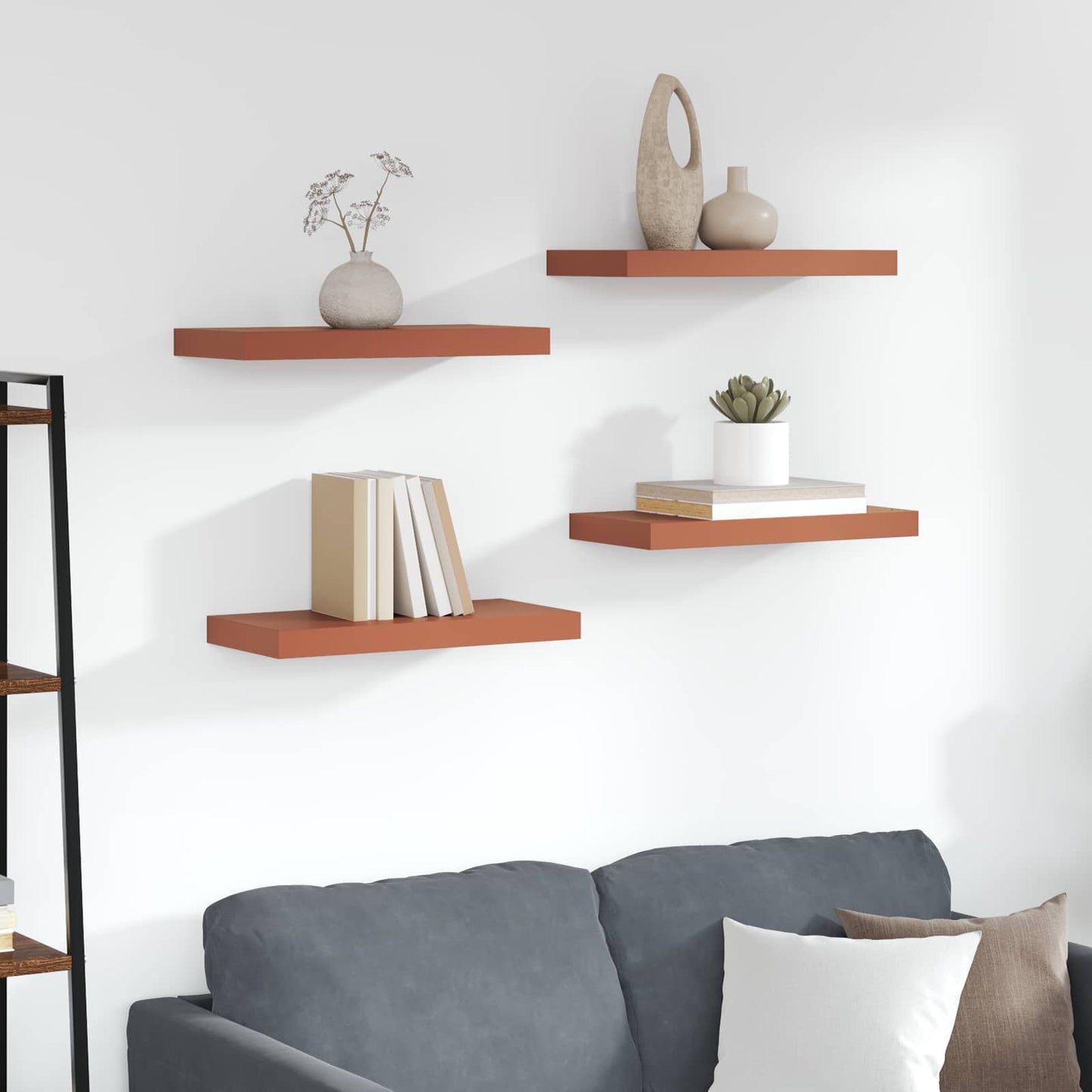 Wandregal Wandmontiert 4 pcs Rot 50 x 23 x 4 cm Holzwerkstoff