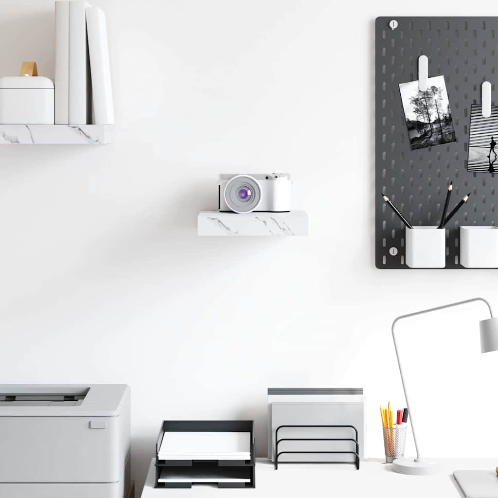 Wandregal Weiß Marmor 23 x 23,5 x 4 cm Holzwerkstoff