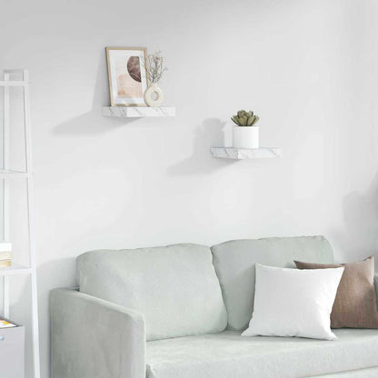 Wandregal 2 pcs Weiß Marmor 23 x 23,5 x 4 cm Holzwerkstoff