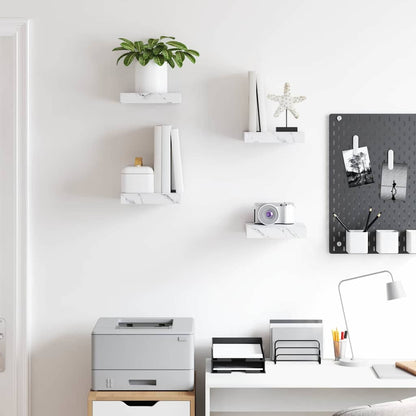 Wandregal 4 pcs Weiß Marmor 23 x 23,5 x 4 cm Holzwerkstoff