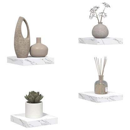 Wandregal 4 pcs Weiß Marmor 23 x 23,5 x 4 cm Holzwerkstoff