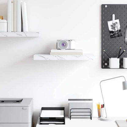 Wandregal Wandmontiert Weiß Marmor 50 x 23 x 4 cm Holzwerkstoff