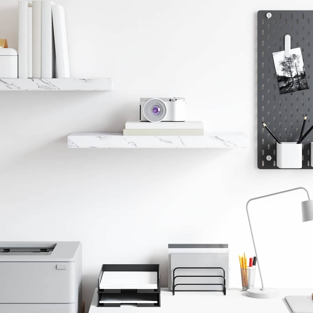 Wandregal Wandmontiert Weiß Marmor 50 x 23 x 4 cm Holzwerkstoff