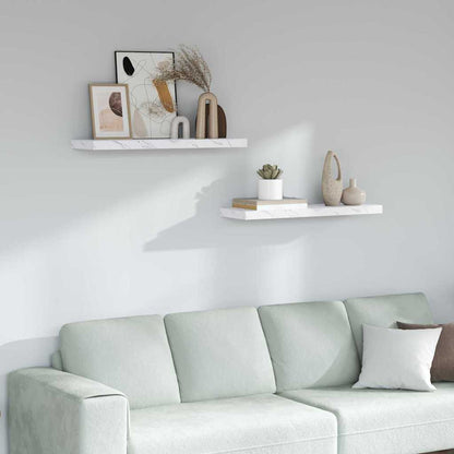 Wandregal 2 pcs Weiß Marmor 80 x 23,5 x 4 cm Holzwerkstoff