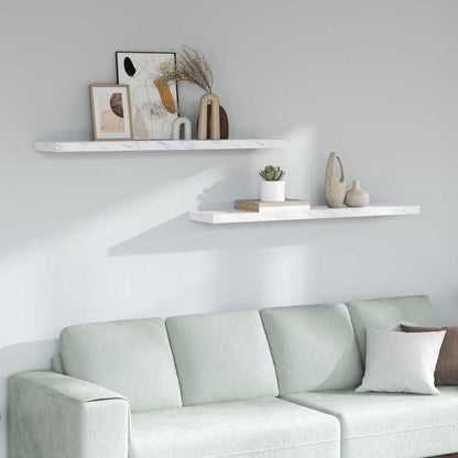 Wandregal 2 pcs Weiß Marmor 120 x 23,5 x 4 cm Holzwerkstoff