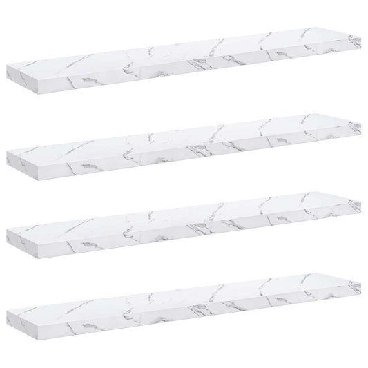 Wandregal 4 pcs Weiß Marmor 120 x 23,5 x 4 cm Holzwerkstoff