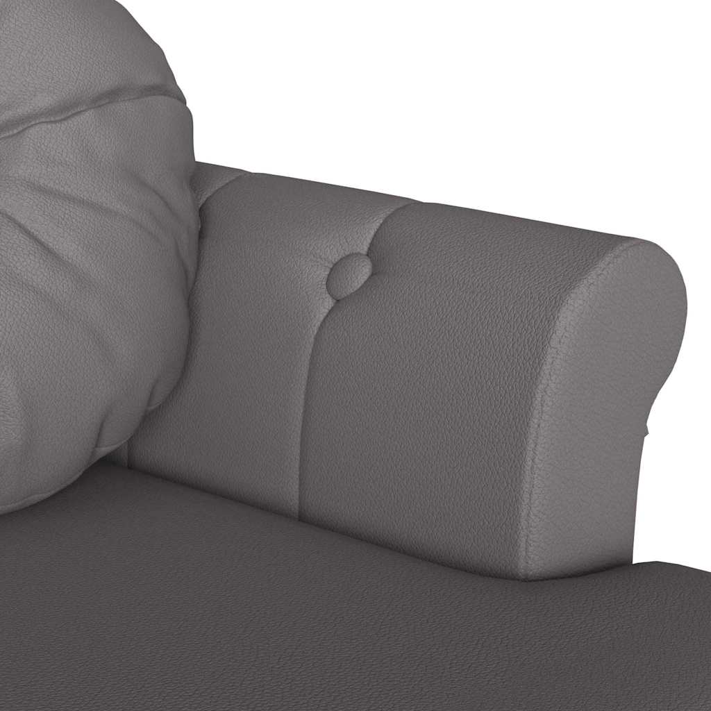 Chesterfield Bank mit Kissen Grau 120,5 x 65 x 75 cm Kunstleder