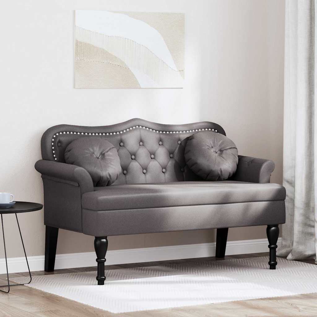 Chesterfield Bank mit Kissen Grau 120,5 x 65 x 75 cm Kunstleder