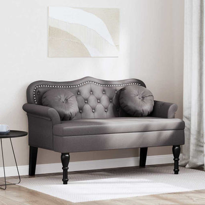 Chesterfield Bank mit Kissen Grau 120,5 x 65 x 75 cm Kunstleder