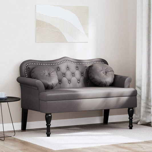 Chesterfield Bank mit Kissen Grau 120,5 x 65 x 75 cm Kunstleder