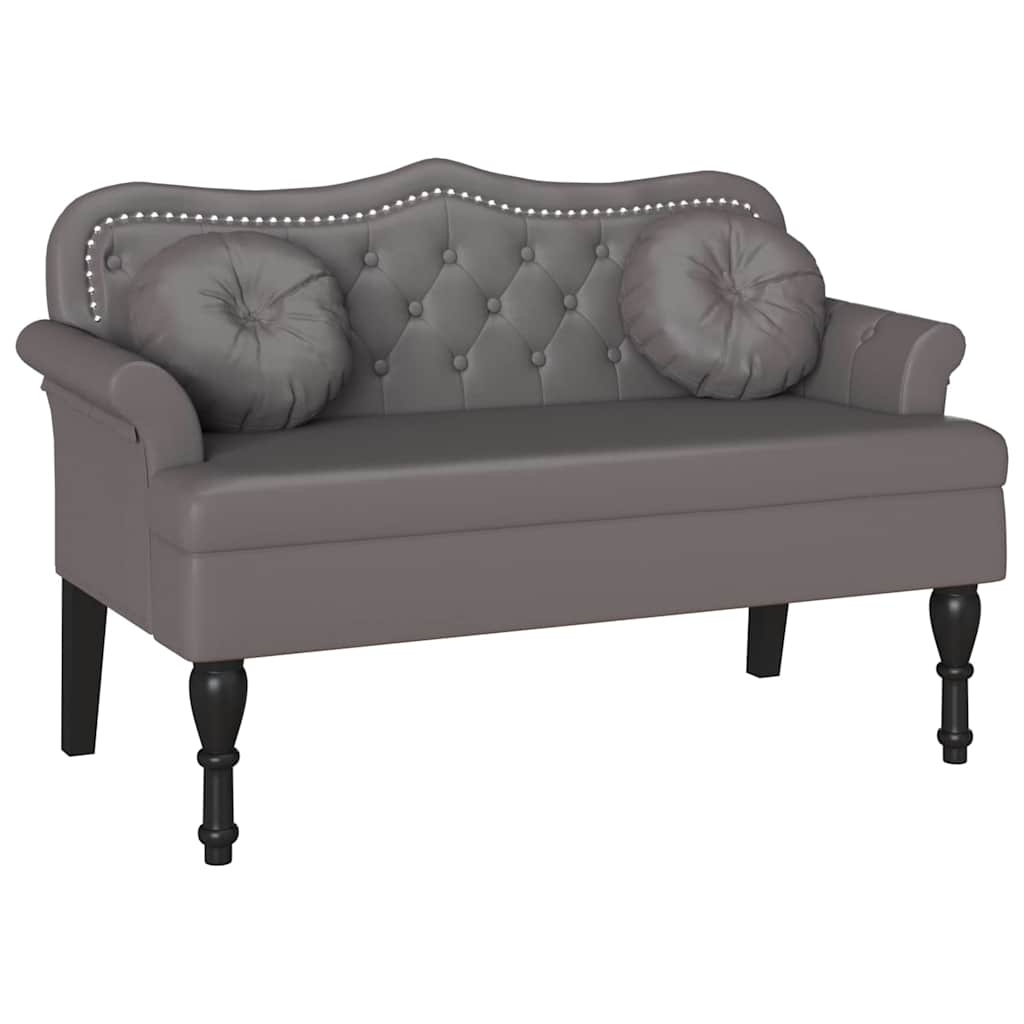 Chesterfield Bank mit Kissen Grau 120,5 x 65 x 75 cm Kunstleder