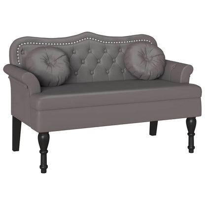 Chesterfield Bank mit Kissen Grau 120,5 x 65 x 75 cm Kunstleder