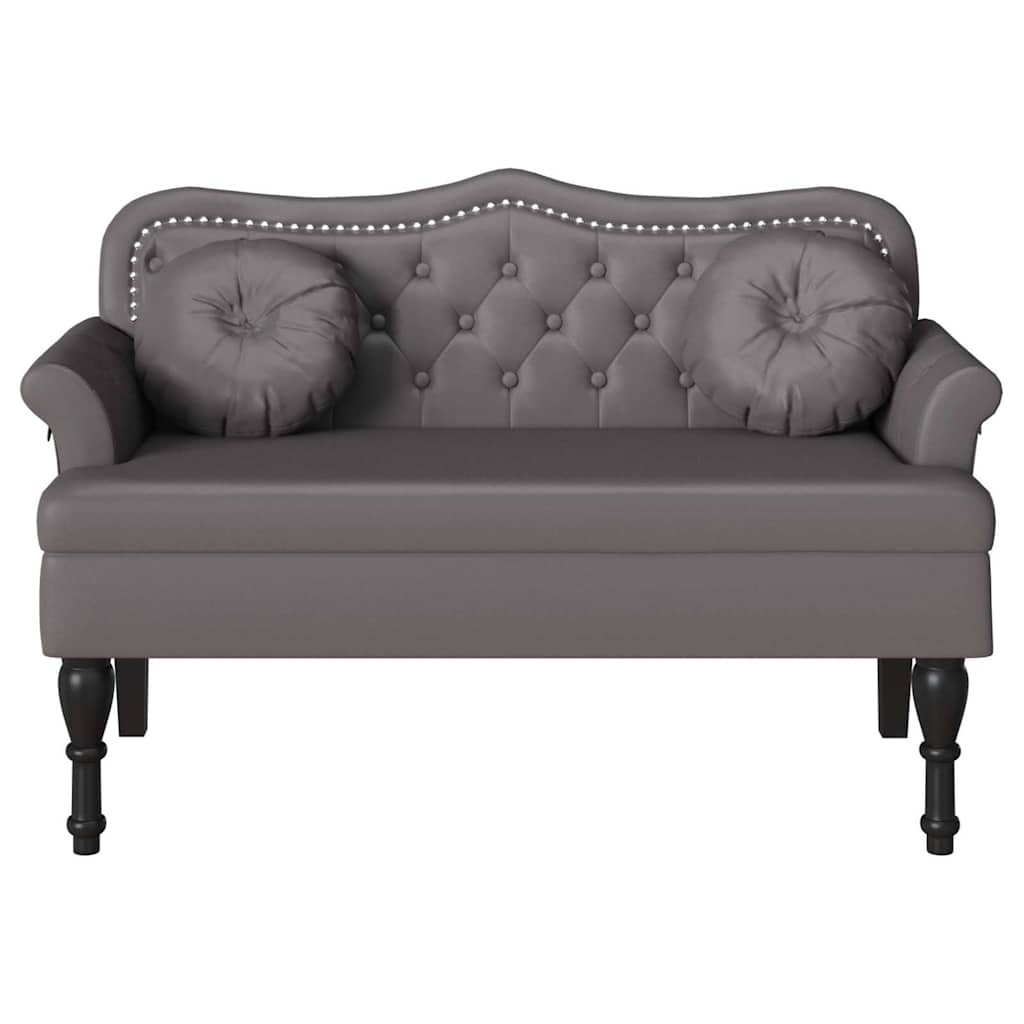 Chesterfield Bank mit Kissen Grau 120,5 x 65 x 75 cm Kunstleder