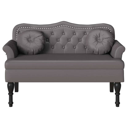 Chesterfield Bank mit Kissen Grau 120,5 x 65 x 75 cm Kunstleder