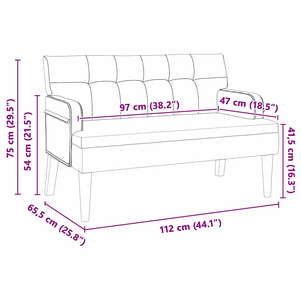 Chesterfield Bench Weinrot 112 x 65,5 x 75 cm Samt