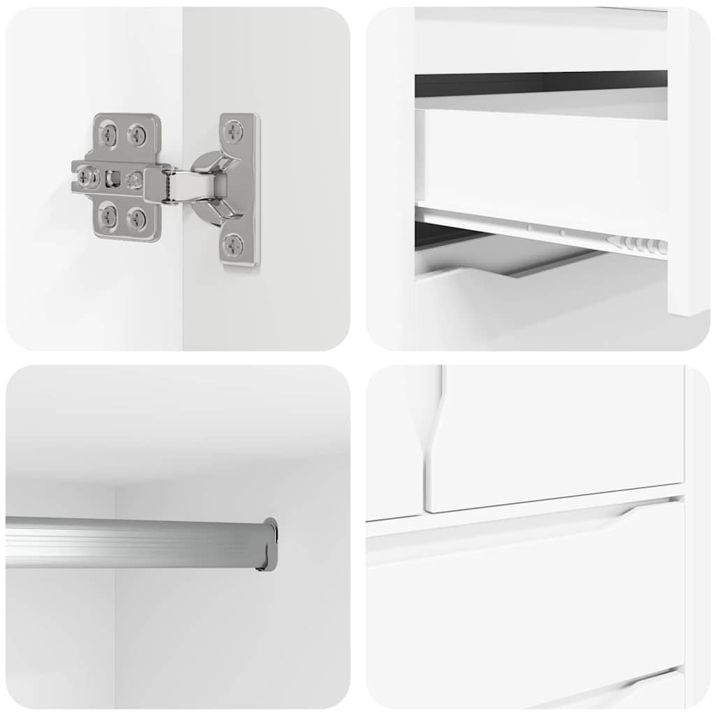 Badezimmerschrank mit Tür Weiß 79,5 x 49 x 156 cm Holzwerkstoff