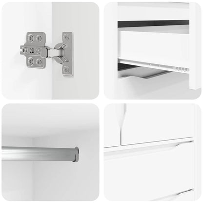 Badezimmerschrank mit Tür Weiß 79,5 x 49 x 156 cm Holzwerkstoff