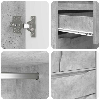Badezimmerschrank Beton Grau 79,5 x 49 x 156 cm Holzwerkstoff