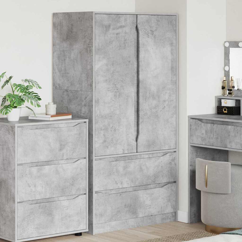 Badezimmerschrank Beton Grau 79,5 x 49 x 156 cm Holzwerkstoff