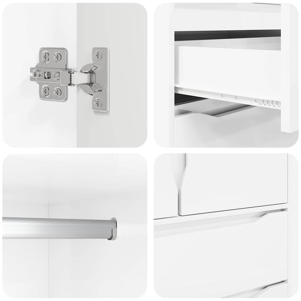 Badezimmerschrank mit Tür Hochglanz Weiß 79,5 x 49 x 156 cm