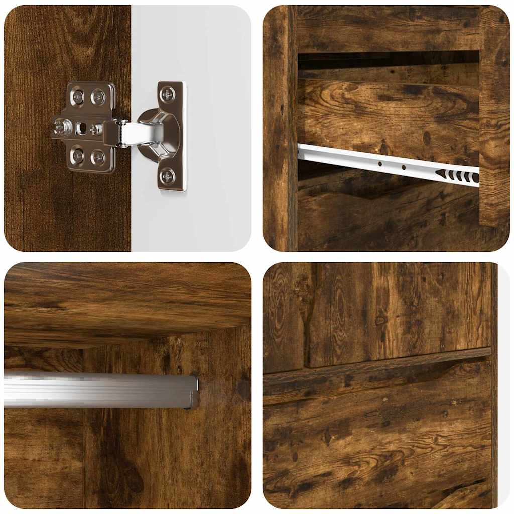 Badezimmerschrank mit Tür Geräucherte Eiche 79,5 x 49 x 156 cm