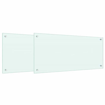 Küchenrückwand 2 pcs Weiß 90 x 40 cm Gehärtetes Glas