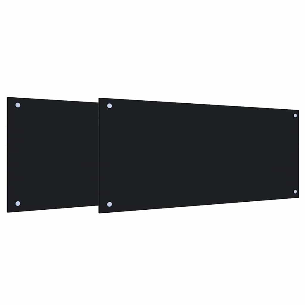 Küchenrückwand 2 pcs Schwarz 90 x 40 cm Gehärtetes Glas