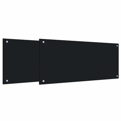 Küchenrückwand 2 pcs Schwarz 90 x 40 cm Gehärtetes Glas