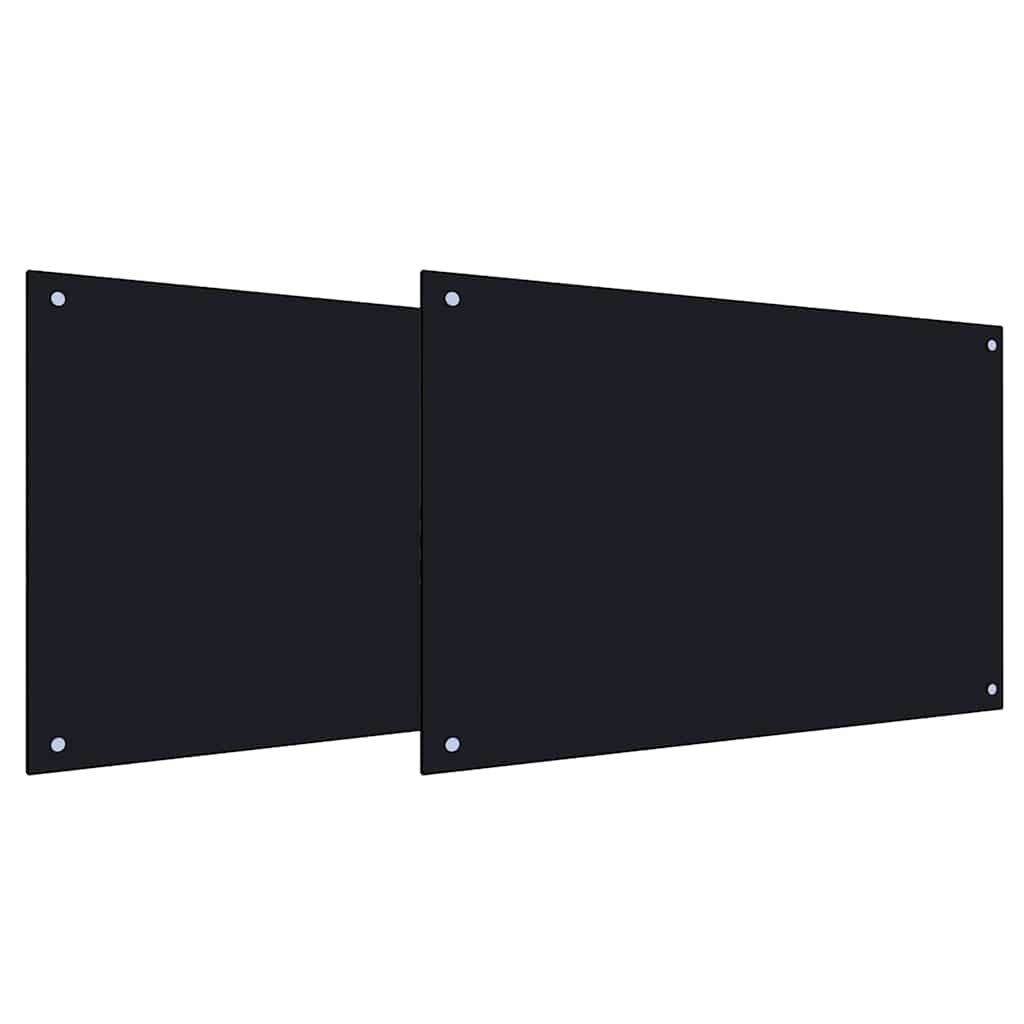 Küchenrückwand 2 pcs Schwarz 90 x 50 cm Gehärtetes Glas