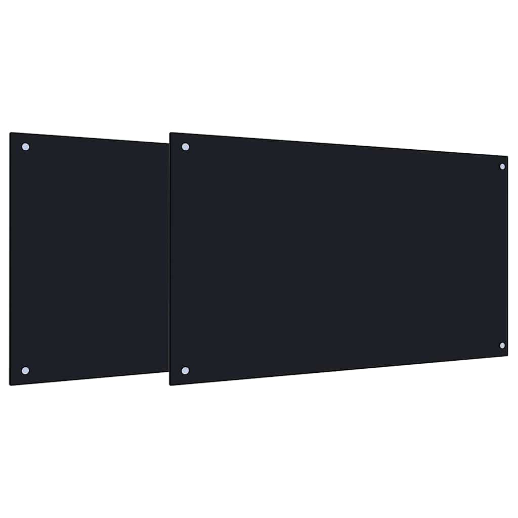 Küchenrückwand 2 pcs Schwarz 100 x 60 cm Gehärtetes Glas