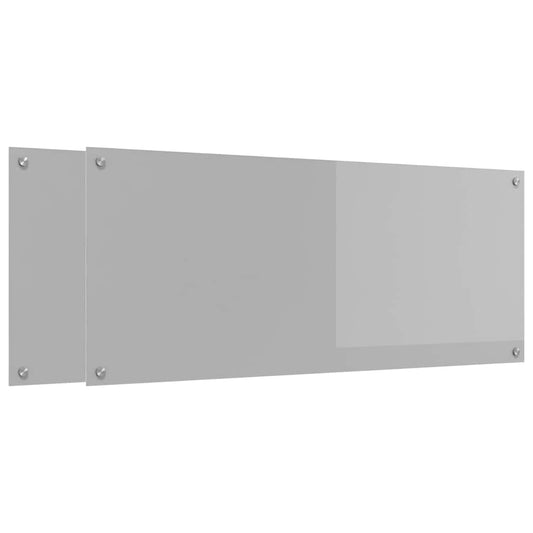 Küchenrückwand 2 pcs Hellgrau 120 x 50 cm Gehärtetes Glas