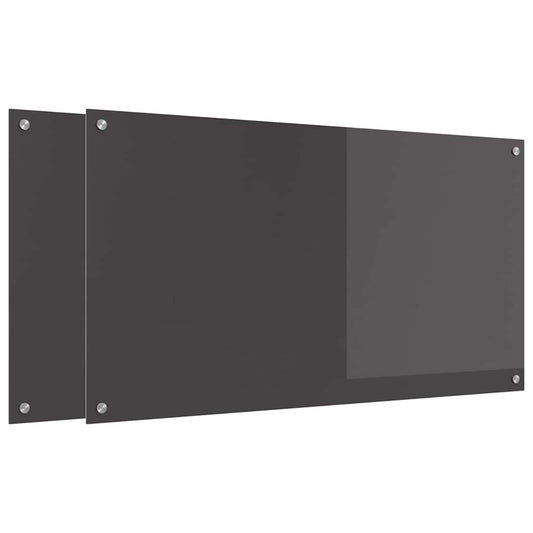 Küchenrückwand 2 pcs Dunkelgrau 110 x 60 cm Gehärtetes Glas