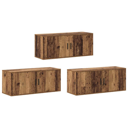 Wand-TV-Schrank Set 3 pcs Altholz 100 x 34,5 x 40 cm