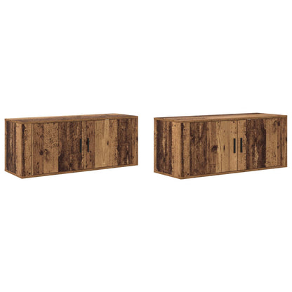 Wand-TV-Schrank Set 2 pcs Altholz 100 x 34,5 x 40 cm