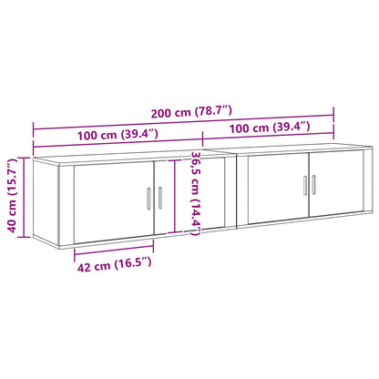 Wand-TV-Schrank Set 2 pcs Altholz 100 x 34,5 x 40 cm