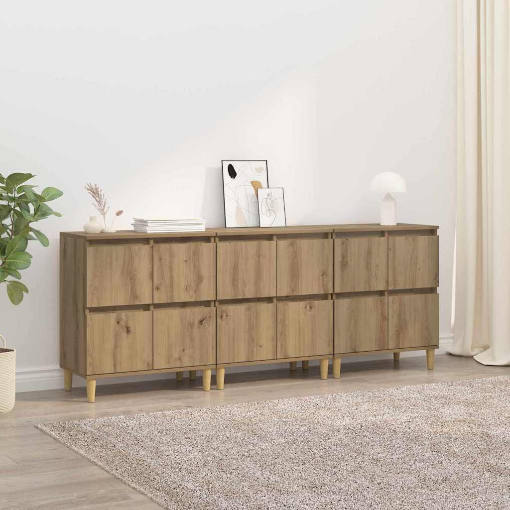 Sideboards 3 pcs Artisan-Eiche 60 x 35 x 70 cm Holzwerkstoff