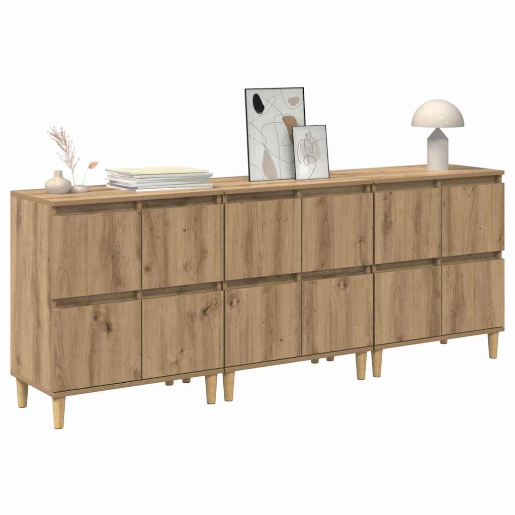 Sideboards 3 pcs Artisan-Eiche 60 x 35 x 70 cm Holzwerkstoff