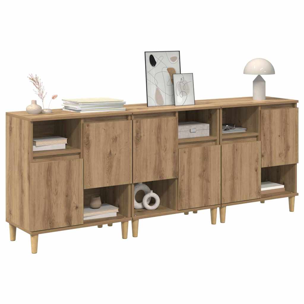 Sideboards 3 pcs Artisan-Eiche 60 x 35 x 70 cm Holzwerkstoff