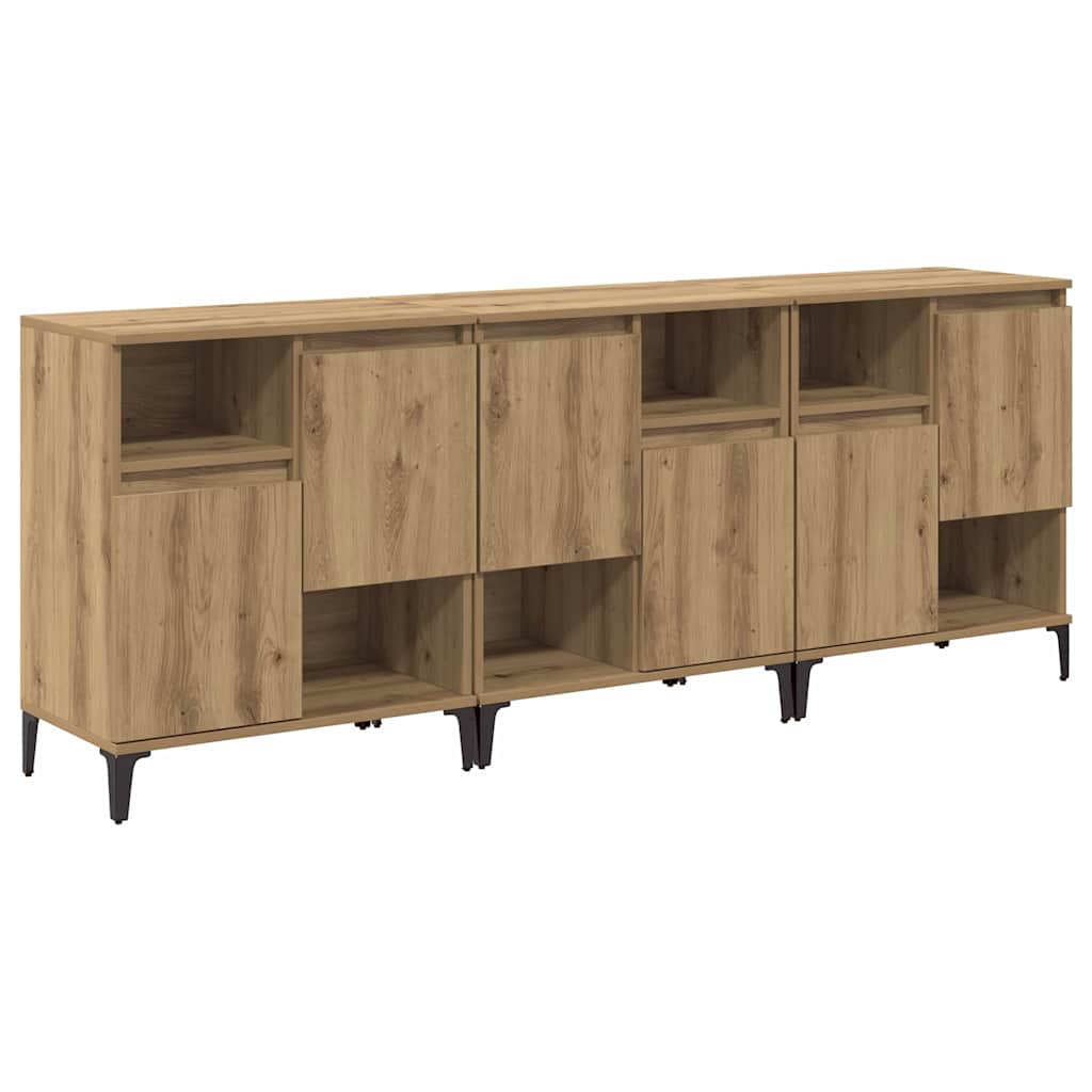 Sideboards 3 pcs Artisan-Eiche 60 x 35 x 70 cm Holzwerkstoff