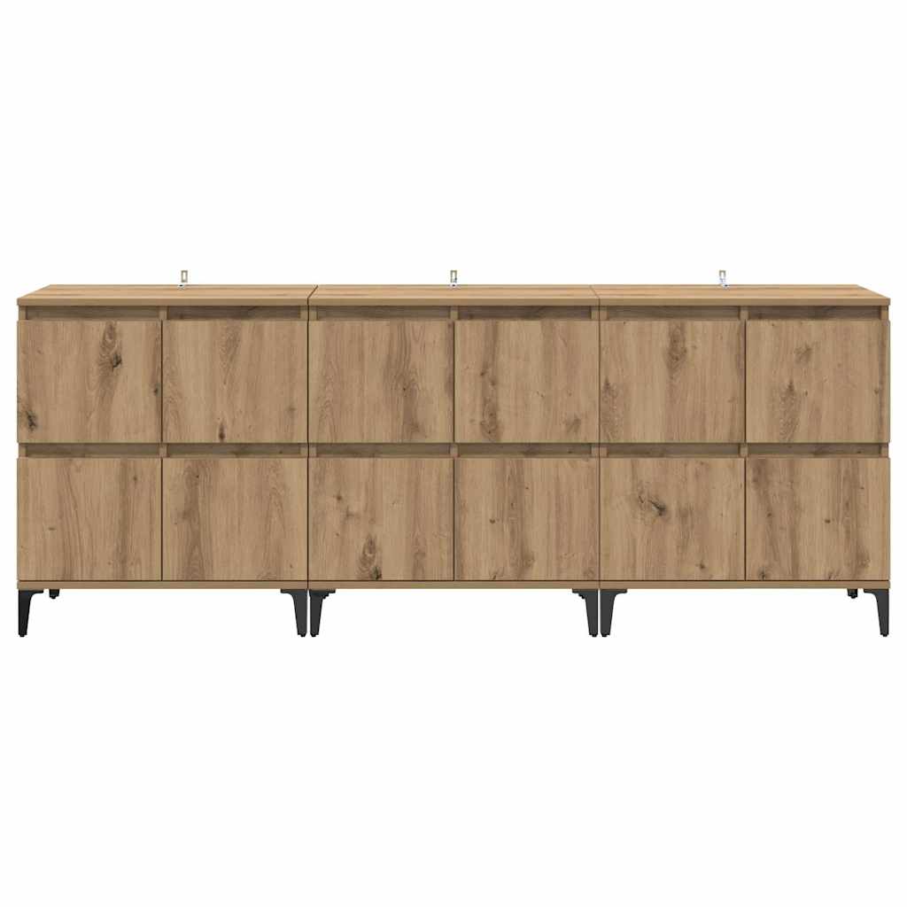Sideboards 3 pcs Artisan-Eiche 60 x 35 x 70 cm Holzwerkstoff
