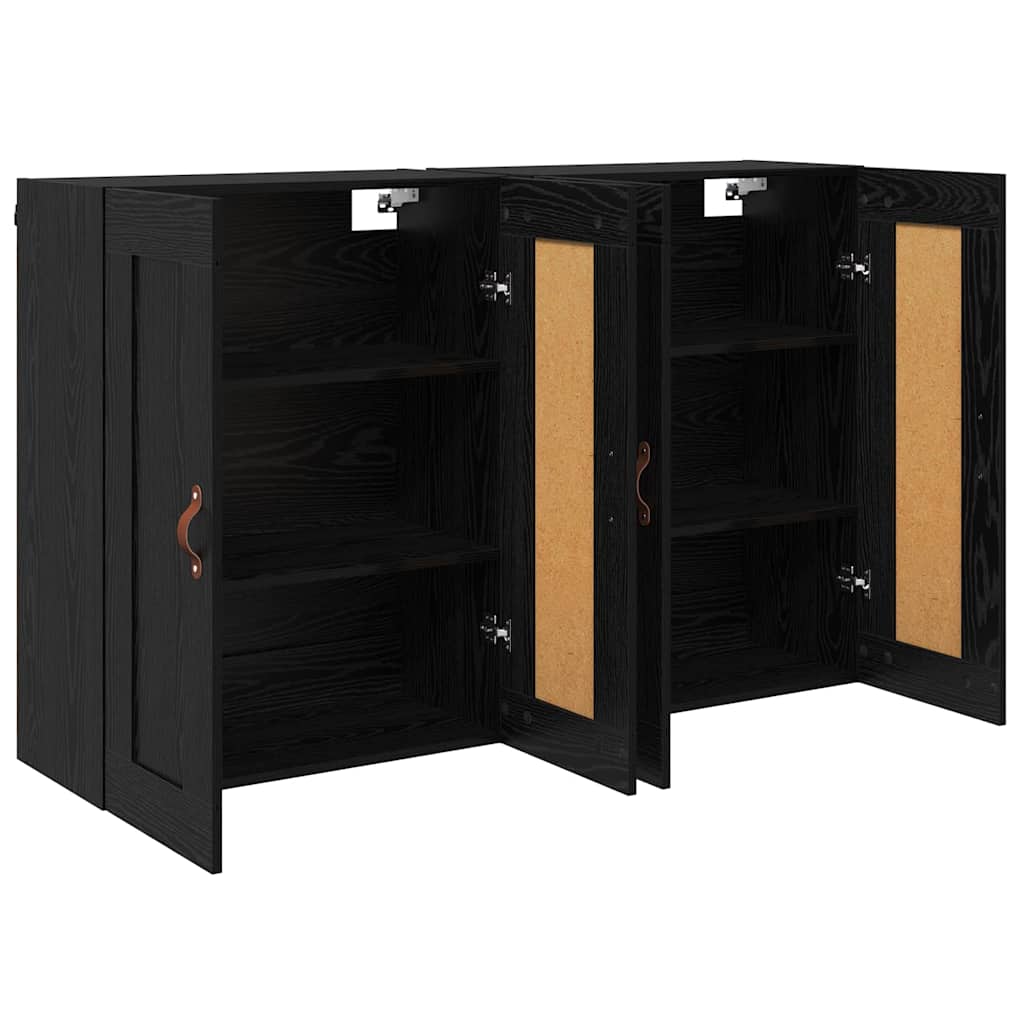 Wandmontierter Schrank Wandmontiert 2 pcs Schwarz Eichen-Optik