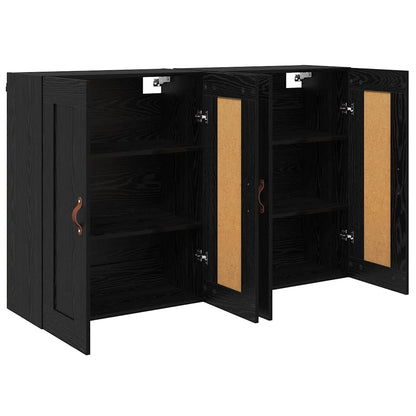 Wandmontierter Schrank Wandmontiert 2 pcs Schwarz Eichen-Optik