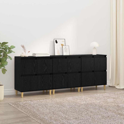 Sideboards 3 pcs Schwarz Eichen-Optik 60 x 35 x 70 cm