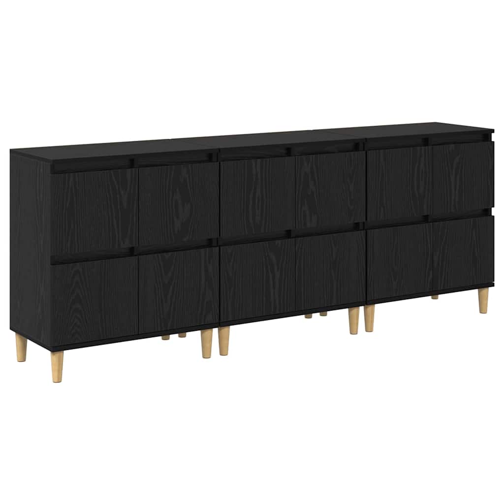 Sideboards 3 pcs Schwarz Eichen-Optik 60 x 35 x 70 cm