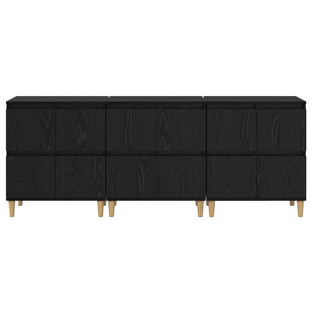 Sideboards 3 pcs Schwarz Eichen-Optik 60 x 35 x 70 cm